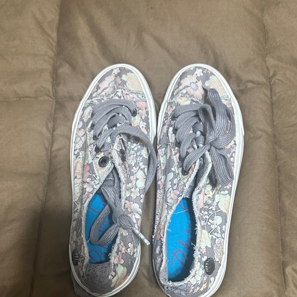 Floral Canvas Sneakers with Gray Laces